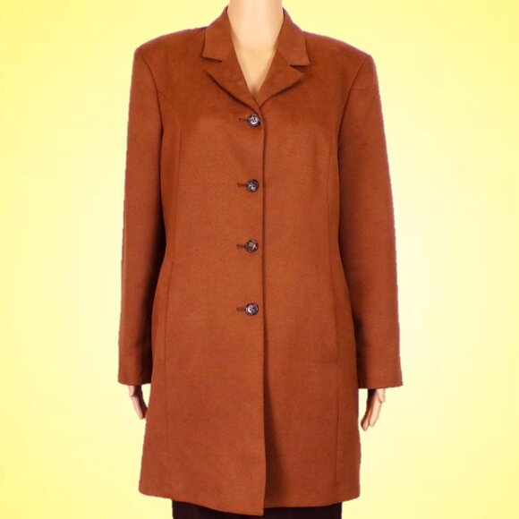NORM THOMPSON size 12 brown mid-thigh coat unknown fabric machine washable - Picture 1 of 16